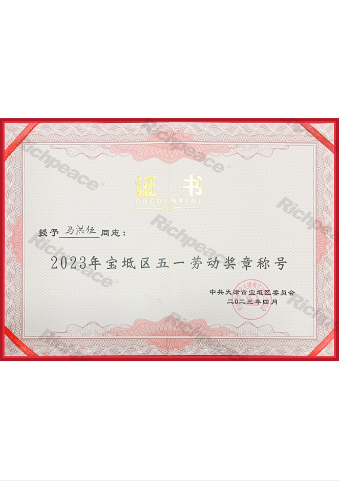 寶坻區(qū)五一勞動獎章稱號——馬洪伍